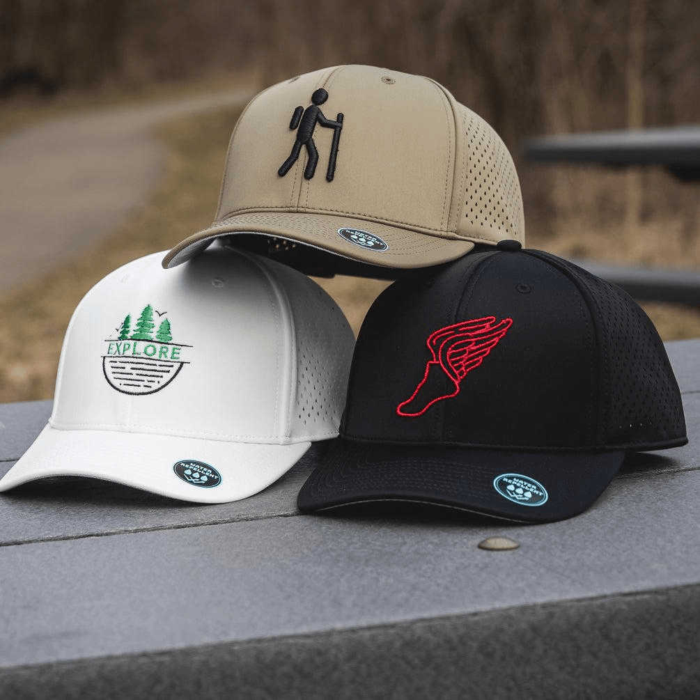 Baseball caps with simple outdoor and nature-inspired designs