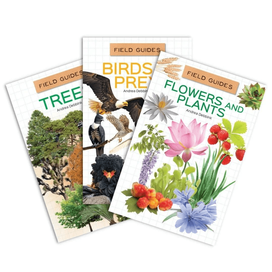 Wildlife guide books for birds, trees, and plants